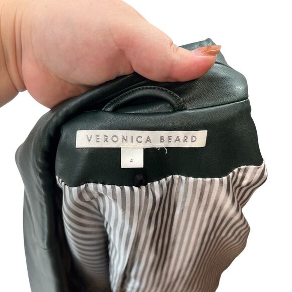 Veronica‎ Beard Hollis Faux Leather Dickey Jacket Blazer Green Size 4 *Flawed - Picture 14 of 16
